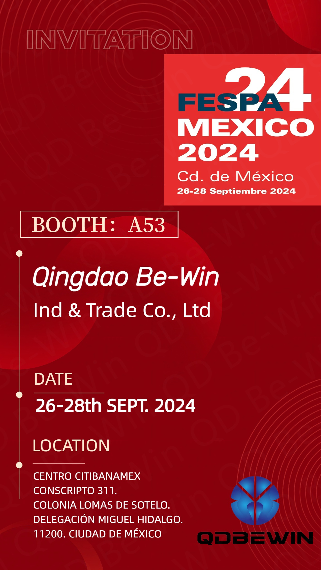 Qingdao Be-Win Ind & Trade Co., Ltd for at fremvise akrylplader, PVC-skumplader og aluminiumskompositpaneler på FESPA 2024 Mexico